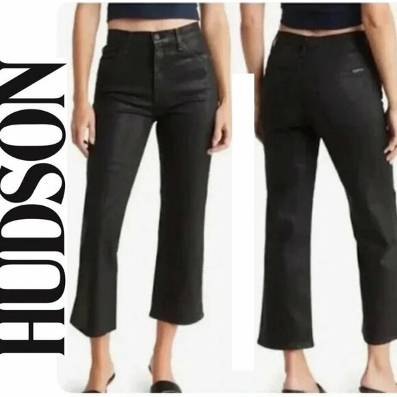Hudson Noa High Rise Straight Crop Coated Black Jeans NEW WITH TAGS SIZE… - Picture 1 of 8